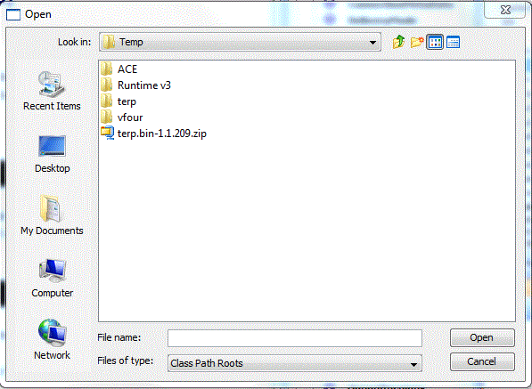 The GUI import from file dialog
