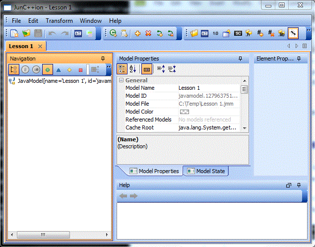A loaded modelfile in the code generator GUI